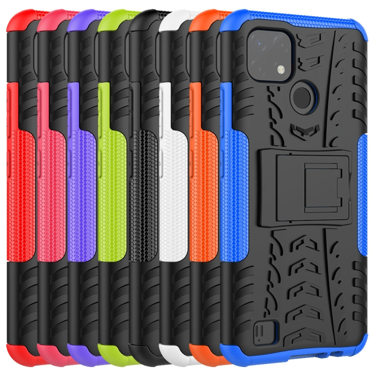 For OPPO Realme C21 / C20 Tire Texture Shockproof TPU+PC Protective Case with Holder(Purple) - Realme Cases by buy2fix | Online Shopping UK | buy2fix