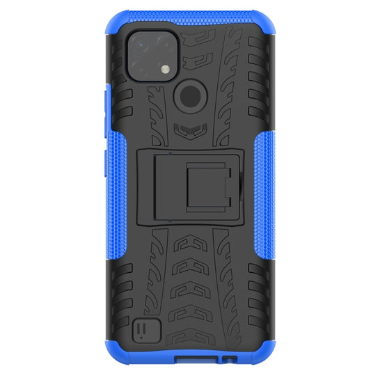 For OPPO Realme C21 / C20 Tire Texture Shockproof TPU+PC Protective Case with Holder(Blue) by buy2fix