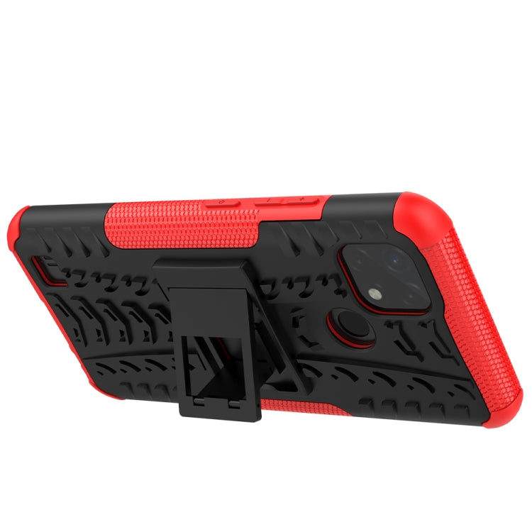 For OPPO Realme C21 / C20 Tire Texture Shockproof TPU+PC Protective Case with Holder(Red) - Realme Cases by buy2fix | Online Shopping UK | buy2fix