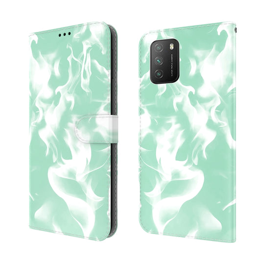 For Xiaomi Poco M3 / Redmi 9 Power / Redmi 9T / Redmi Note 9 4G Cloud Fog Pattern Horizontal Flip Leather Case with Holder & Card Slot & Wallet(Mint Green) by buy2fix