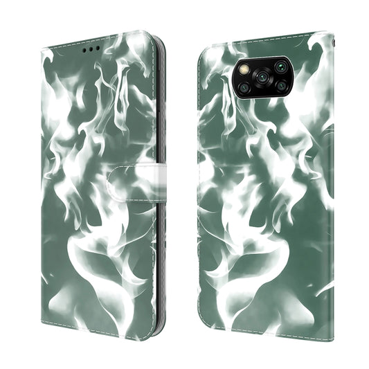 For Xiaomi Poco X3 NFC Cloud Fog Pattern Horizontal Flip Leather Case with Holder & Card Slot & Wallet(Dark Green) by buy2fix