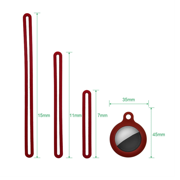 Silicone Shockproof Protective Cover Case with 3 Lanyards For AirTag(Wine Red) - Other by buy2fix | Online Shopping UK | buy2fix