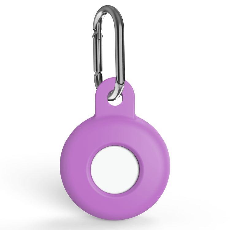 Anti-scratch Silicone Shockproof Protective Cover Case with Carabiner For AirTag(Purple) - by buy2fix | Online Shopping UK | buy2fix