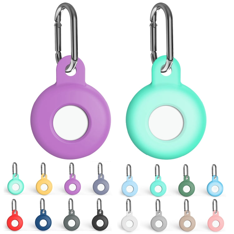 Anti-scratch Silicone Shockproof Protective Cover Case with Carabiner For AirTag(Lake Blue) - Other by buy2fix | Online Shopping UK | buy2fix