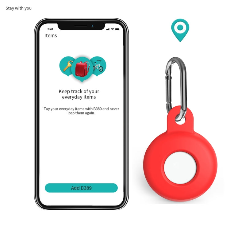 Anti-scratch Silicone Shockproof Protective Cover Case with Carabiner For AirTag(Lake Blue) - Other by buy2fix | Online Shopping UK | buy2fix