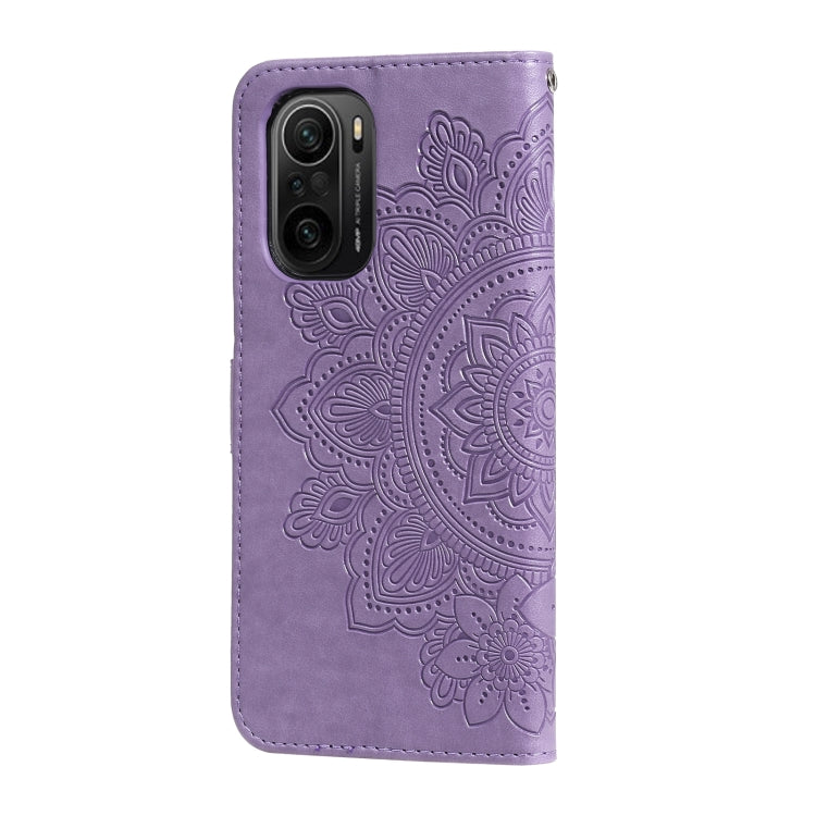 For Xiaomi Redmi K40/K40 Pro/Poco F3/ Mi 11i 7-petal Flowers Embossing Pattern Horizontal Flip PU Leather Case with Holder & Card Slots & Wallet & Photo Frame(Light Purple) - Xiaomi Cases by buy2fix | Online Shopping UK | buy2fix