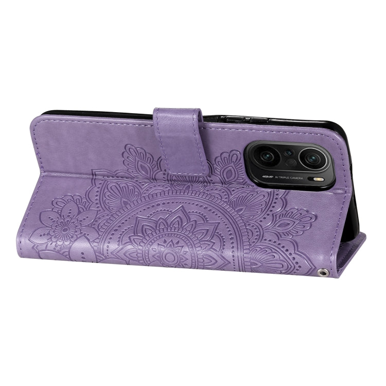 For Xiaomi Redmi K40/K40 Pro/Poco F3/ Mi 11i 7-petal Flowers Embossing Pattern Horizontal Flip PU Leather Case with Holder & Card Slots & Wallet & Photo Frame(Light Purple) - Xiaomi Cases by buy2fix | Online Shopping UK | buy2fix