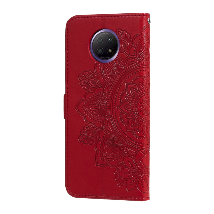 For Xiaomi Redmi Note 9T 5G / Note 9 5G (CN Version) 7-petal Flowers Embossing Pattern Horizontal Flip PU Leather Case with Holder & Card Slots & Wallet & Photo Frame(Red) - Xiaomi Cases by buy2fix | Online Shopping UK | buy2fix