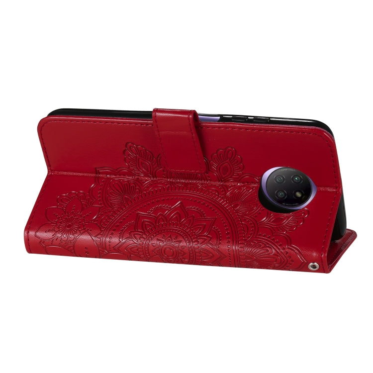 For Xiaomi Redmi Note 9T 5G / Note 9 5G (CN Version) 7-petal Flowers Embossing Pattern Horizontal Flip PU Leather Case with Holder & Card Slots & Wallet & Photo Frame(Red) - Xiaomi Cases by buy2fix | Online Shopping UK | buy2fix