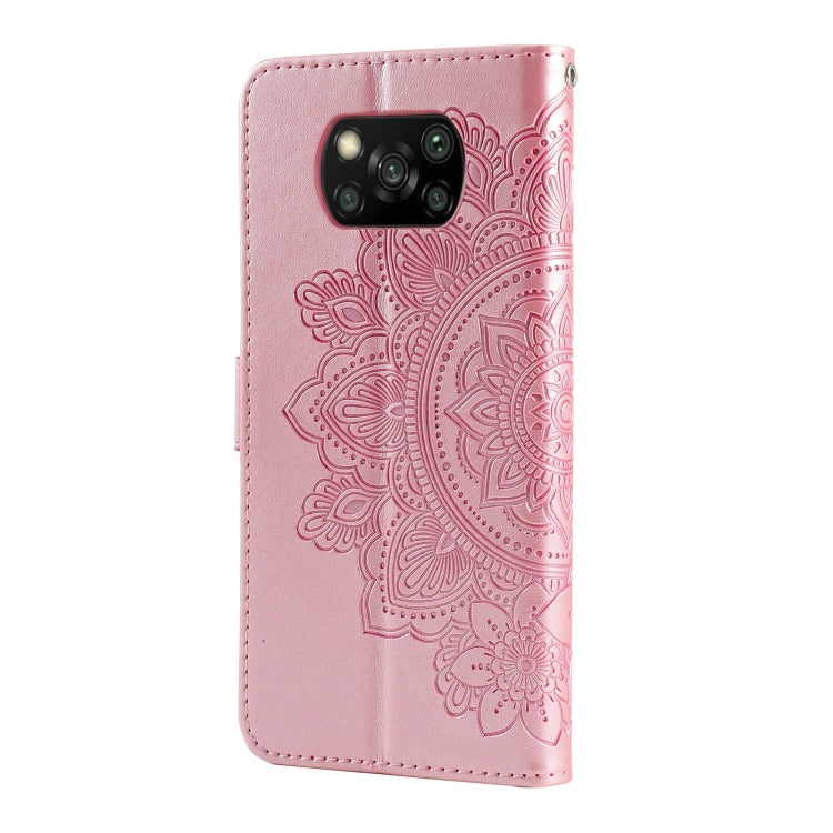 For Xiaomi Poco X3/X3 Pro/X3 NFC 7-petal Flowers Embossing Pattern Horizontal Flip PU Leather Case with Holder & Card Slots & Wallet & Photo Frame(Rose Gold) - Xiaomi Cases by buy2fix | Online Shopping UK | buy2fix