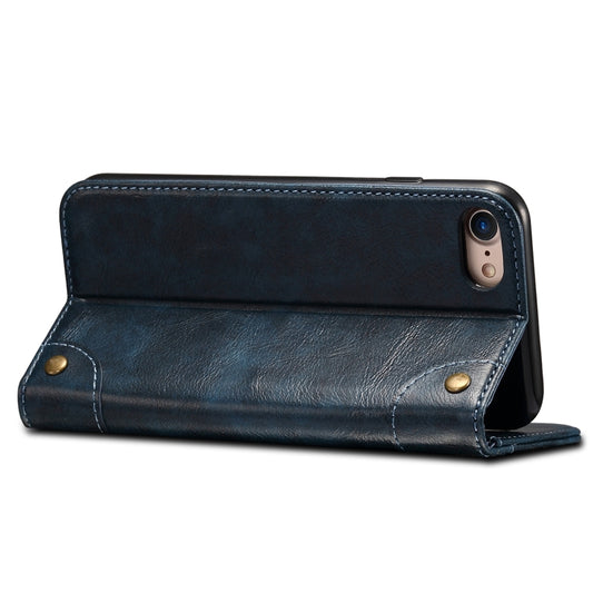 For iPhone SE 2022 / SE 2020 / 8 / 7 Baroque Simple Horizontal Flip Leather Case with Holder & Card Slots & Wallet(Blue) by buy2fix