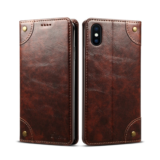 For iPhone XS Max Baroque Simple Horizontal Flip Leather Case, with Holder & Card Slots & Wallet(Dark Brown) - More iPhone Cases by buy2fix | Online Shopping UK | buy2fix