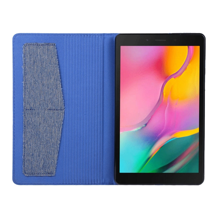 For Samsung Galaxy Tab A7 Lite 8.7 T220 / T225 Horizontal Flip TPU + Fabric PU Leather Protective Case with Name Card Clip(Dark Blue) - Tab A7 Lite T220 / T225 by buy2fix | Online Shopping UK | buy2fix