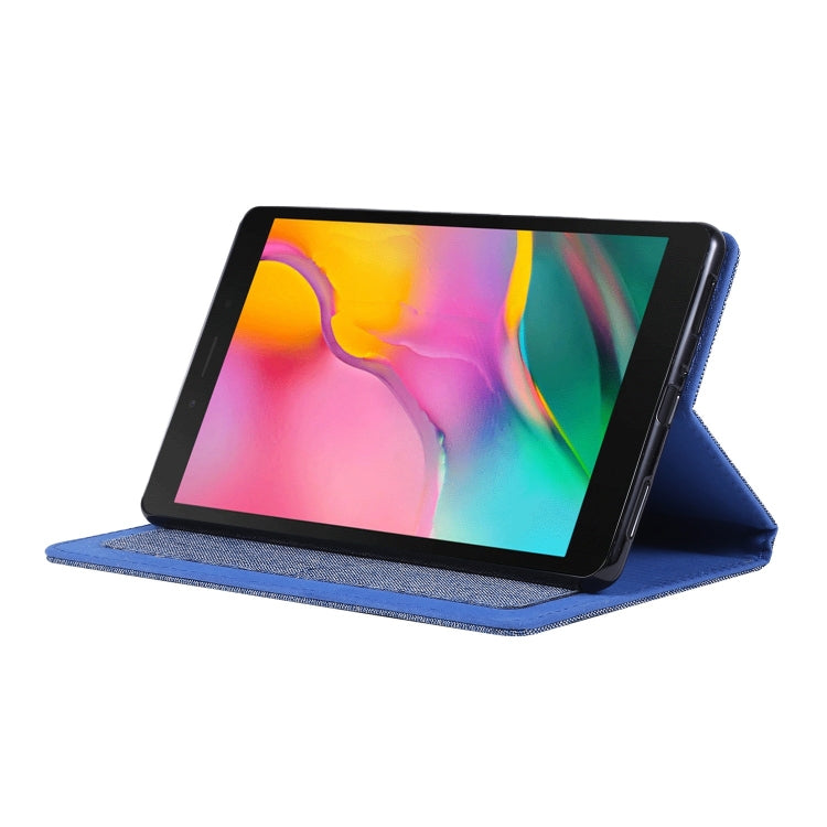 For Samsung Galaxy Tab A7 Lite 8.7 T220 / T225 Horizontal Flip TPU + Fabric PU Leather Protective Case with Name Card Clip(Dark Blue) - Tab A7 Lite T220 / T225 by buy2fix | Online Shopping UK | buy2fix