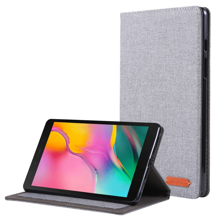 For Samsung Galaxy Tab A7 Lite 8.7 T220 / T225 Horizontal Flip TPU + Fabric PU Leather Protective Case with Name Card Clip(Grey) - Tab A7 Lite T220 / T225 by buy2fix | Online Shopping UK | buy2fix