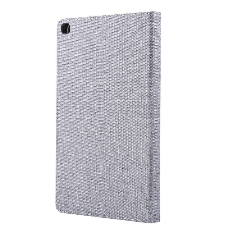 For Samsung Galaxy Tab A7 Lite 8.7 T220 / T225 Horizontal Flip TPU + Fabric PU Leather Protective Case with Name Card Clip(Grey) - Tab A7 Lite T220 / T225 by buy2fix | Online Shopping UK | buy2fix