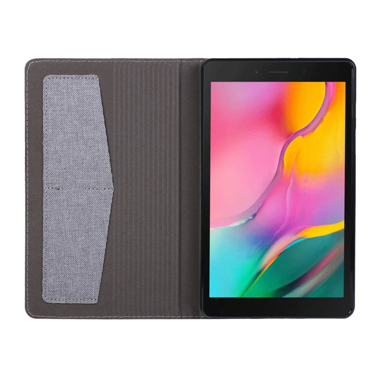 For Samsung Galaxy Tab A7 Lite 8.7 T220 / T225 Horizontal Flip TPU + Fabric PU Leather Protective Case with Name Card Clip(Grey) - Tab A7 Lite T220 / T225 by buy2fix | Online Shopping UK | buy2fix