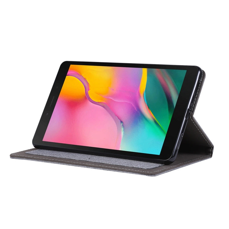 For Samsung Galaxy Tab A7 Lite 8.7 T220 / T225 Horizontal Flip TPU + Fabric PU Leather Protective Case with Name Card Clip(Grey) - Tab A7 Lite T220 / T225 by buy2fix | Online Shopping UK | buy2fix