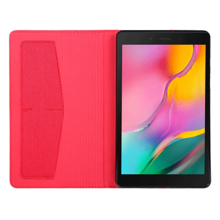 For Samsung Galaxy Tab A7 Lite 8.7 T220 / T225 Horizontal Flip TPU + Fabric PU Leather Protective Case with Name Card Clip(Red) - Tab A7 Lite T220 / T225 by buy2fix | Online Shopping UK | buy2fix