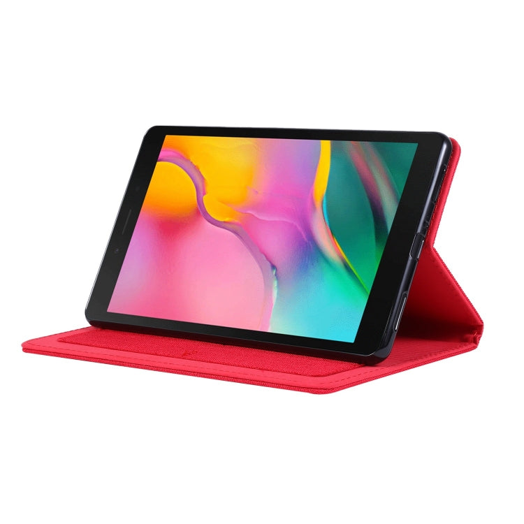 For Samsung Galaxy Tab A7 Lite 8.7 T220 / T225 Horizontal Flip TPU + Fabric PU Leather Protective Case with Name Card Clip(Red) - Tab A7 Lite T220 / T225 by buy2fix | Online Shopping UK | buy2fix