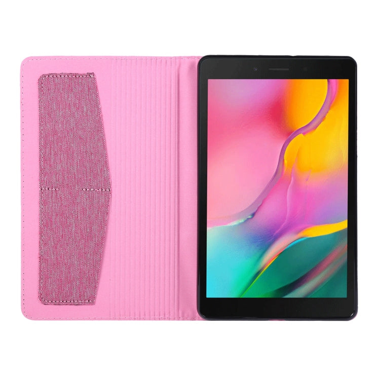 For Samsung Galaxy Tab A7 Lite 8.7 T220 / T225 Horizontal Flip TPU + Fabric PU Leather Protective Case with Name Card Clip(Rose Red) - Tab A7 Lite T220 / T225 by buy2fix | Online Shopping UK | buy2fix