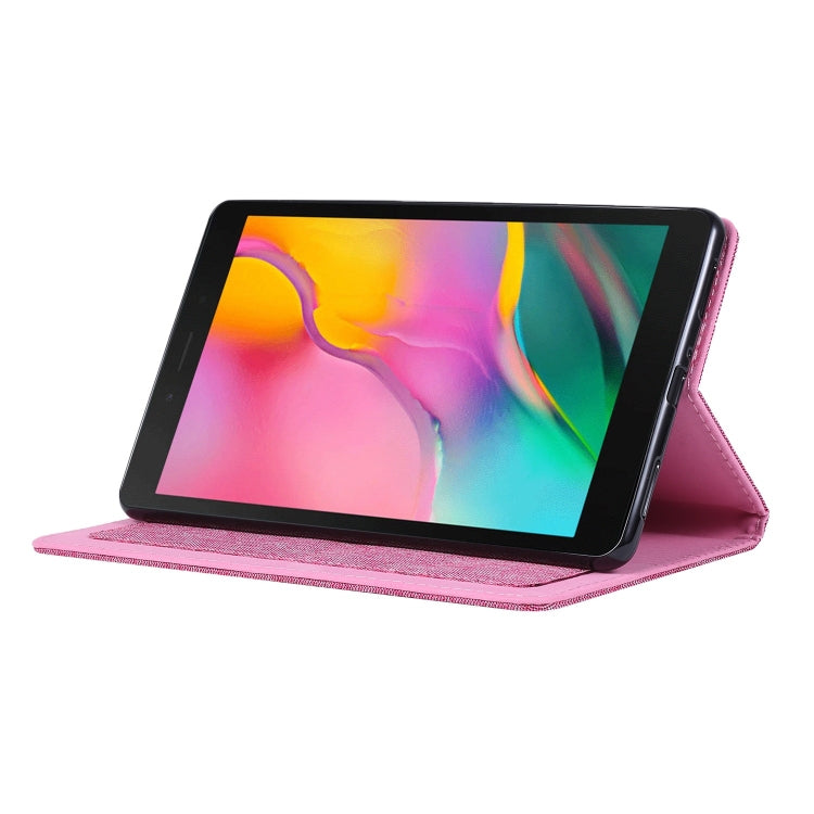 For Samsung Galaxy Tab A7 Lite 8.7 T220 / T225 Horizontal Flip TPU + Fabric PU Leather Protective Case with Name Card Clip(Rose Red) - Tab A7 Lite T220 / T225 by buy2fix | Online Shopping UK | buy2fix