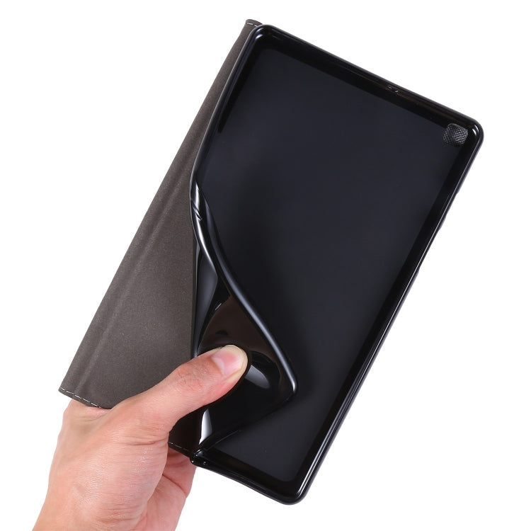 For Samsung Galaxy Tab A7 Lite 8.7 T220 / T225 Horizontal Flip TPU + Fabric PU Leather Protective Case with Name Card Clip(Grey) - Tab A7 Lite T220 / T225 by buy2fix | Online Shopping UK | buy2fix