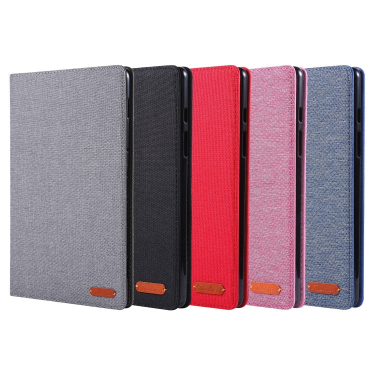For Samsung Galaxy Tab A7 Lite 8.7 T220 / T225 Horizontal Flip TPU + Fabric PU Leather Protective Case with Name Card Clip(Dark Blue) - Tab A7 Lite T220 / T225 by buy2fix | Online Shopping UK | buy2fix