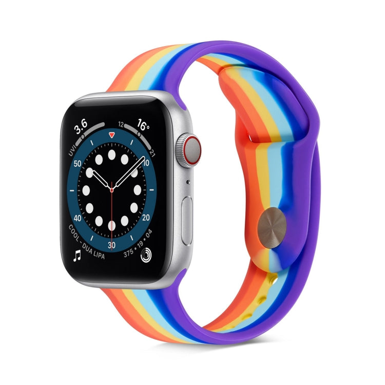 Rainbow Silicone Strap Watch Band For Apple Watch Ultra 49mm&Watch Ultra 2 49mm / Series 9&8&7 45mm / SE 3&SE 2&6&SE&5&4 44mm / 3&2&1 42mm(6) - Watch Bands by buy2fix | Online Shopping UK | buy2fix