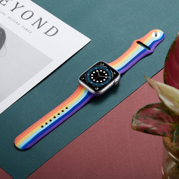 Rainbow Silicone Strap Watch Band For Apple Watch Ultra 49mm&Watch Ultra 2 49mm / Series 9&8&7 45mm / SE 3&SE 2&6&SE&5&4 44mm / 3&2&1 42mm(6) - Watch Bands by buy2fix | Online Shopping UK | buy2fix