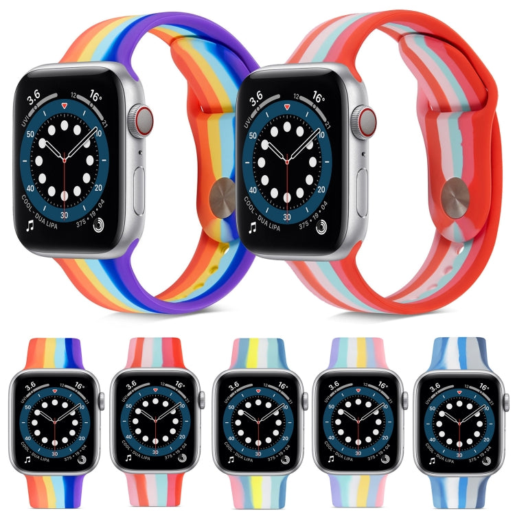 Rainbow Silicone Strap Watch Band For Apple Watch Ultra 49mm&Watch Ultra 2 49mm / Series 9&8&7 45mm / SE 3&SE 2&6&SE&5&4 44mm / 3&2&1 42mm(6) - Watch Bands by buy2fix | Online Shopping UK | buy2fix