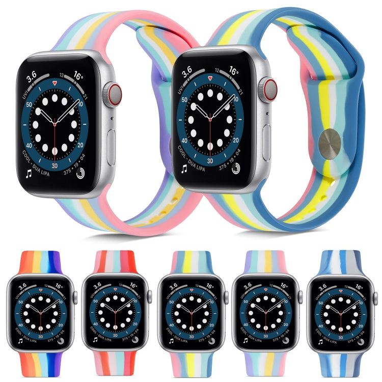 Rainbow Silicone Strap Watch Band For Apple Watch Series 9&8&7 41mm / SE 3&SE 2&6&SE&5&4 40mm / 3&2&1 38mm(5) by buy2fix