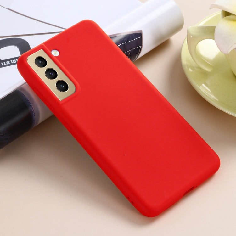 For Samsung Galaxy S21 FE 5G Pure Color Liquid Silicone Shockproof Full Coverage Case(Red) by buy2fix