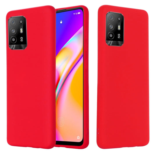 For OPPO F19 Pro+ 5G / A94 5G / Reno5 Z Pure Color Liquid Silicone Shockproof Full Coverage Case(Red) by buy2fix