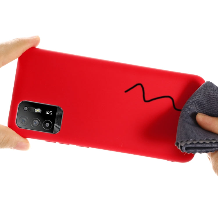 For OPPO F19 Pro+ 5G / A94 5G / Reno5 Z Pure Color Liquid Silicone Shockproof Full Coverage Case(Red) - OPPO Cases by buy2fix | Online Shopping UK | buy2fix