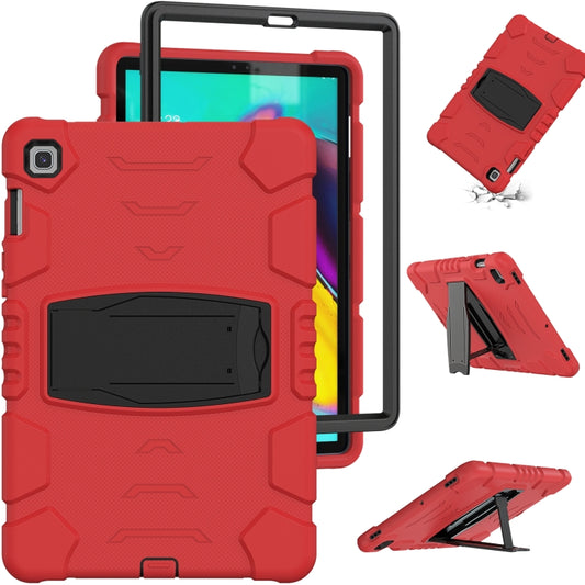 3-Layer Protection Screen Frame + PC + Silicone Shockproof Combination Case with Holder For Samsung Galaxy Tab S5e T720(Red+Black) by buy2fix