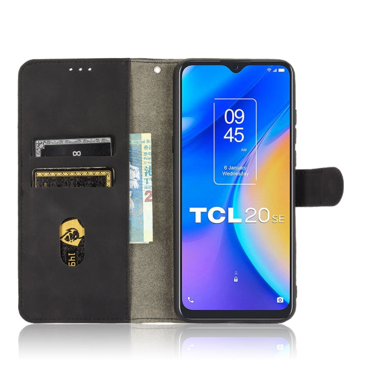 For TCL 20 SE Solid Color Skin Feel Magnetic Buckle Horizontal Flip Calf Texture PU Leather Case with Holder & Card Slots & Wallet(Black) - TCL by buy2fix | Online Shopping UK | buy2fix