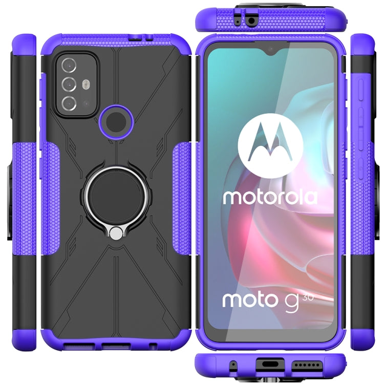For Motorola Moto G30 Armor Bear Shockproof PC + TPU Protective Case with Ring Holder(Purple) - Motorola Cases by buy2fix | Online Shopping UK | buy2fix