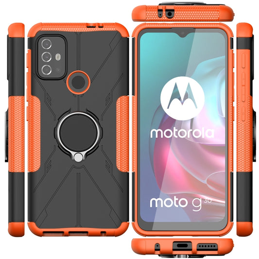 For Motorola Moto G30 Armor Bear Shockproof PC + TPU Protective Case with Ring Holder(Orange) by buy2fix