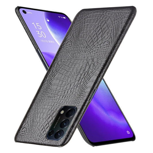 For OPPO Reno5 5G / Find X3 Lite Shockproof Crocodile Texture PC + PU Case(Black) by buy2fix