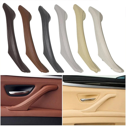 Car Leather Left Side Inner Door Handle Assembly 51417225854 for BMW 5 Series F10 / F18 2011-2017(Beige) - Door Handles by buy2fix | Online Shopping UK | buy2fix