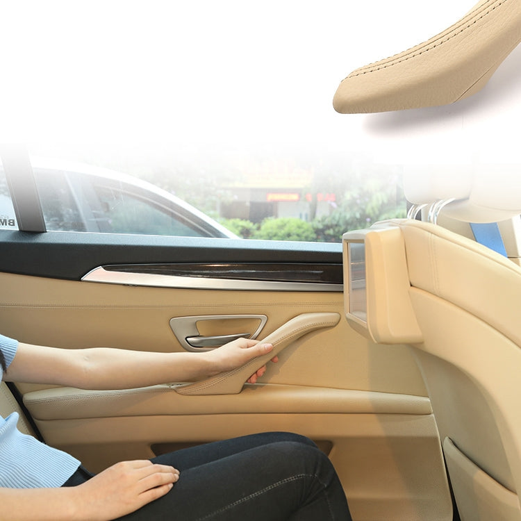 Car Leather Left Side Inner Door Handle Assembly 51417225854 for BMW 5 Series F10 / F18 2011-2017(Creamy-white) - Door Handles by buy2fix | Online Shopping UK | buy2fix