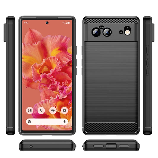 For Google Pixel 6 Brushed Texture Carbon Fiber TPU Case(Black) by buy2fix
