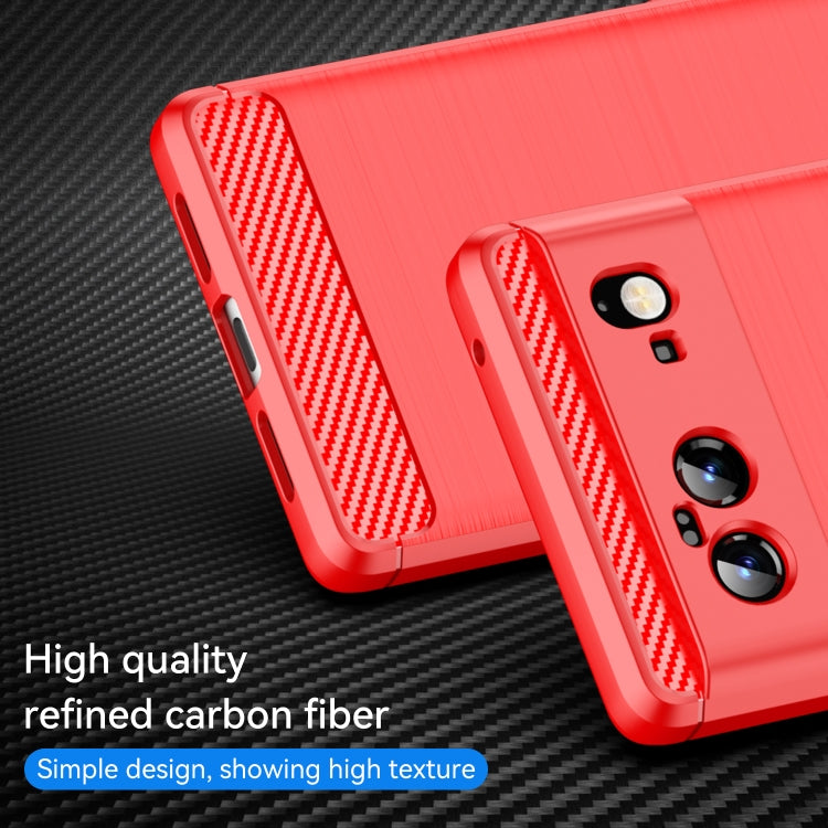 For Google Pixel 6 Brushed Texture Carbon Fiber TPU Case(Red) by buy2fix