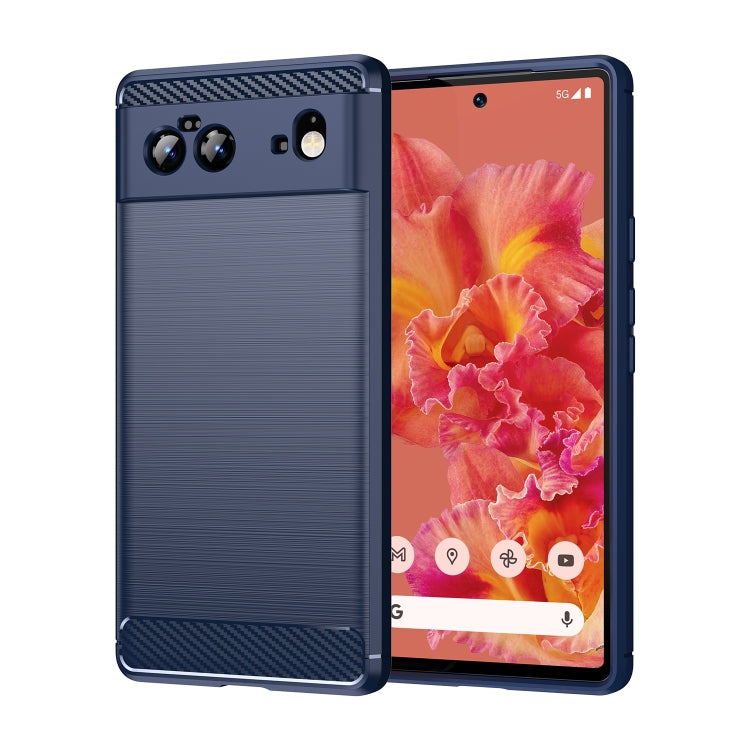 For Google Pixel 6 Brushed Texture Carbon Fiber TPU Case(Navy Blue) - Google Cases by buy2fix | Online Shopping UK | buy2fix