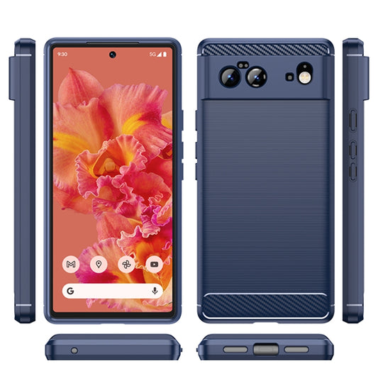For Google Pixel 6 Brushed Texture Carbon Fiber TPU Case(Navy Blue) by buy2fix