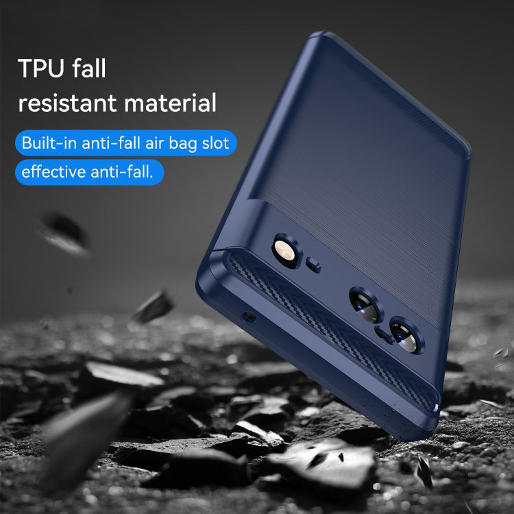 For Google Pixel 6 Brushed Texture Carbon Fiber TPU Case(Navy Blue) - Google Cases by buy2fix | Online Shopping UK | buy2fix