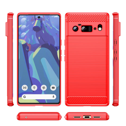 For Google Pixel 6 Pro Brushed Texture Carbon Fiber TPU Case(Red) by buy2fix