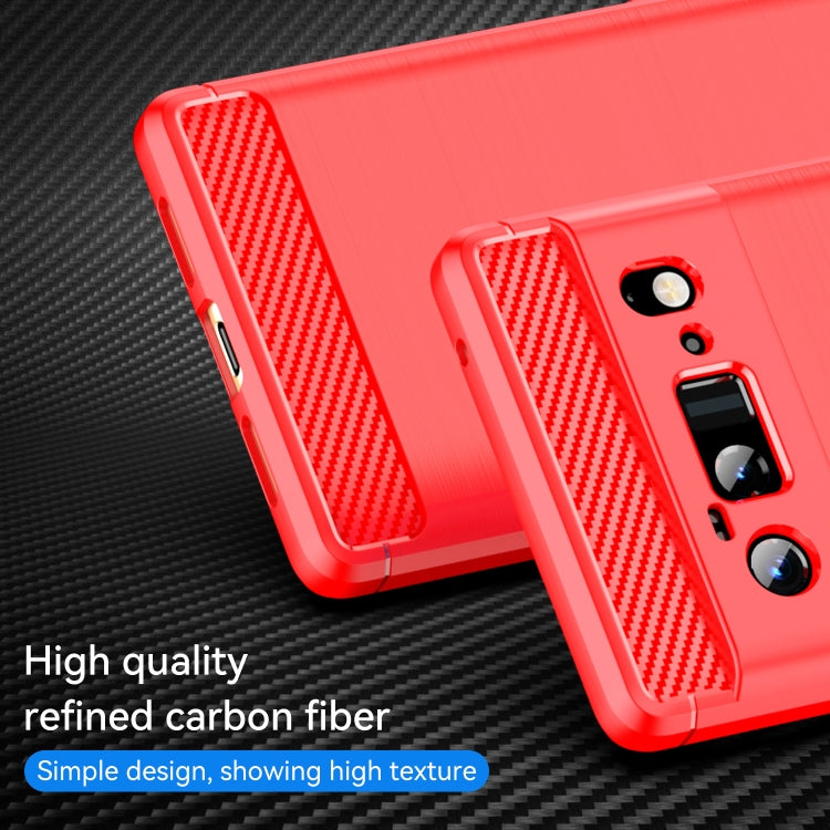 For Google Pixel 6 Pro Brushed Texture Carbon Fiber TPU Case(Red) by buy2fix
