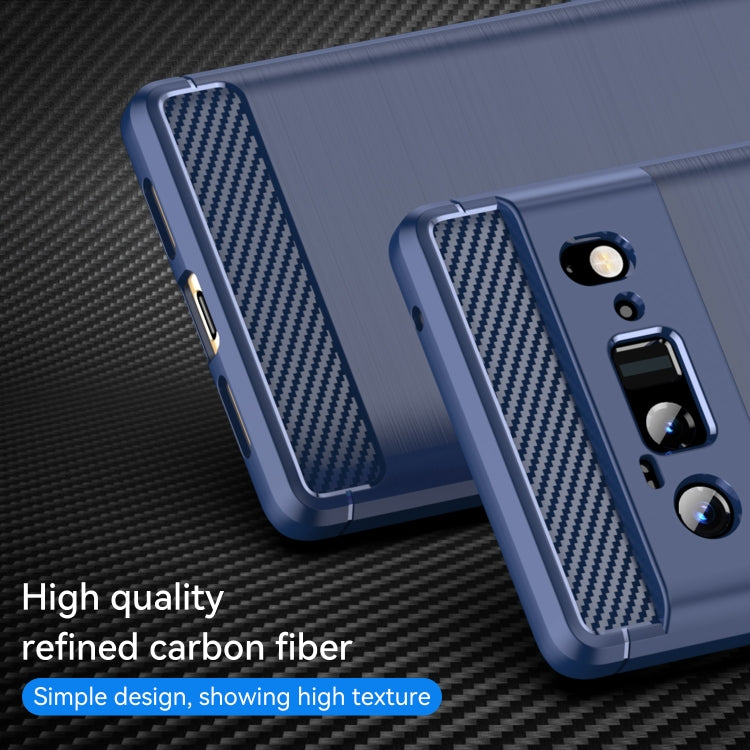 For Google Pixel 6 Pro Brushed Texture Carbon Fiber TPU Case(Navy Blue) by buy2fix